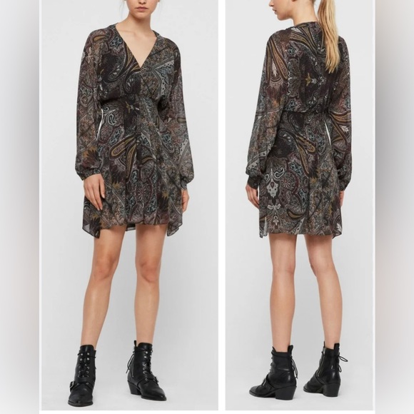 All Saints Nichola Scarf Dress Retails $340 - Picture 2 of 5